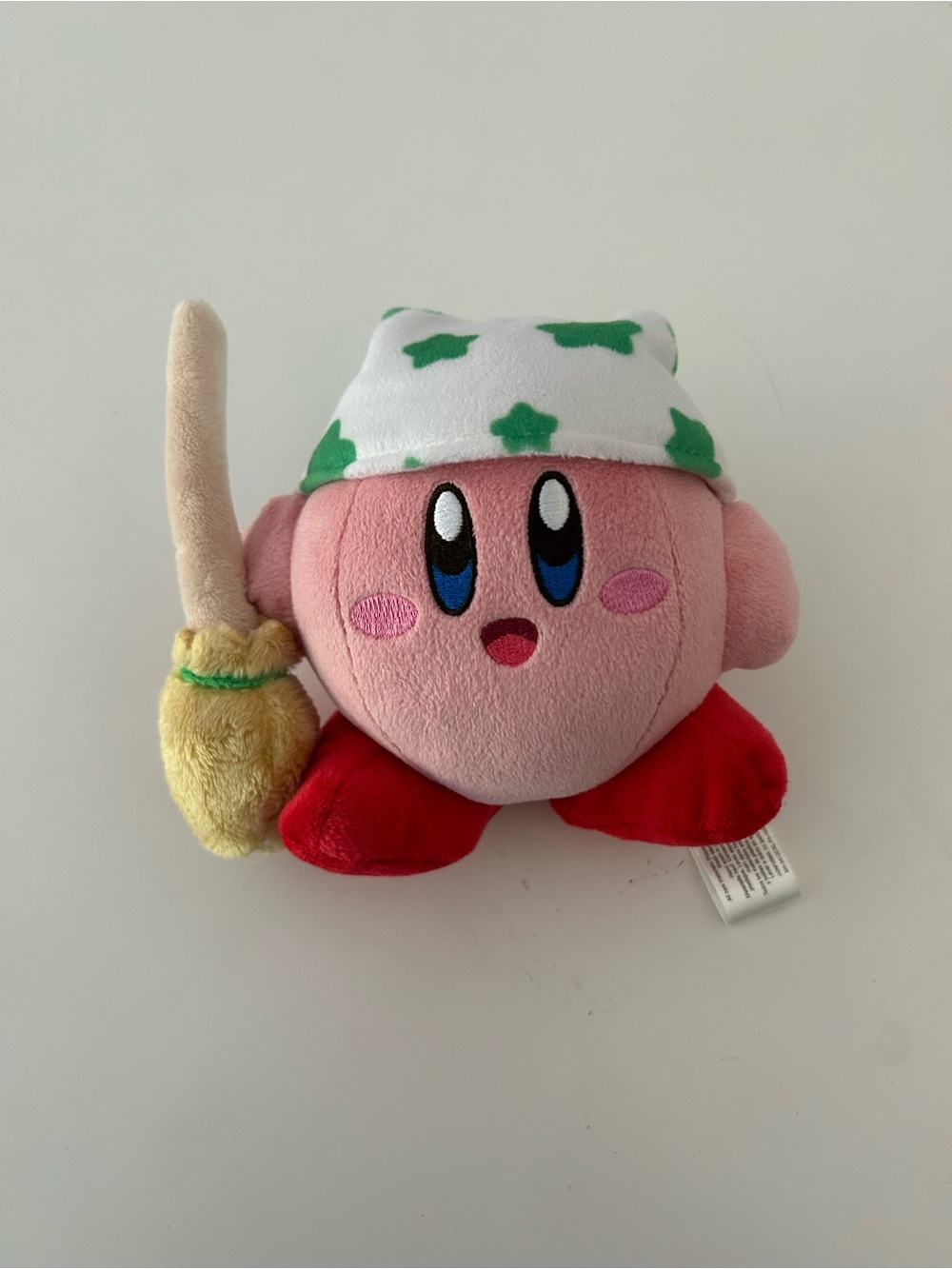 Kirby Plush Toy; Kirby of the Stars Collection; Cleaning with Broom 5” inch